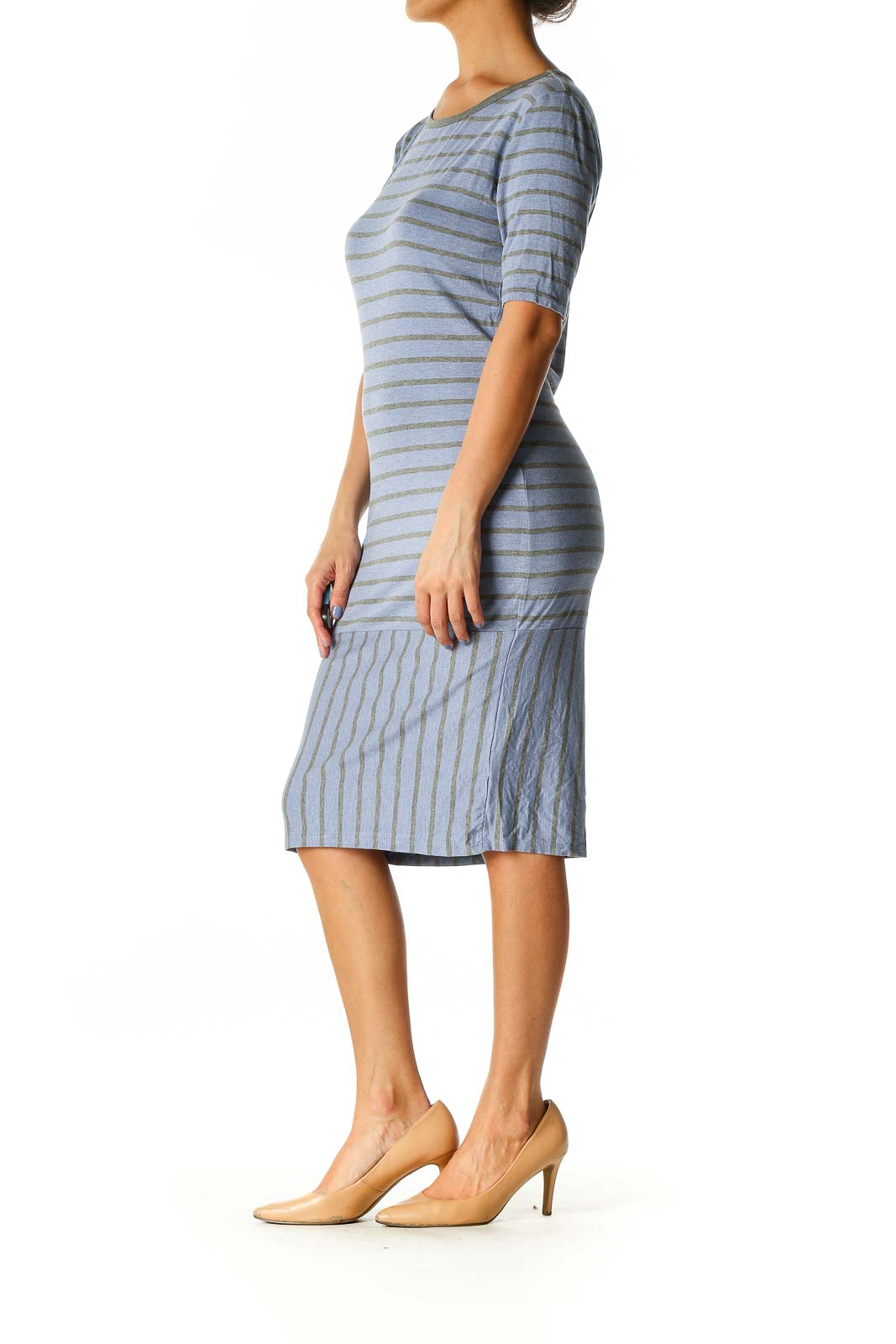 Blue Striped Chic A-Line Dress