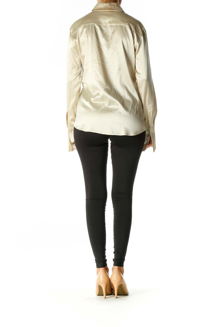 Beige Solid Sweatshirt