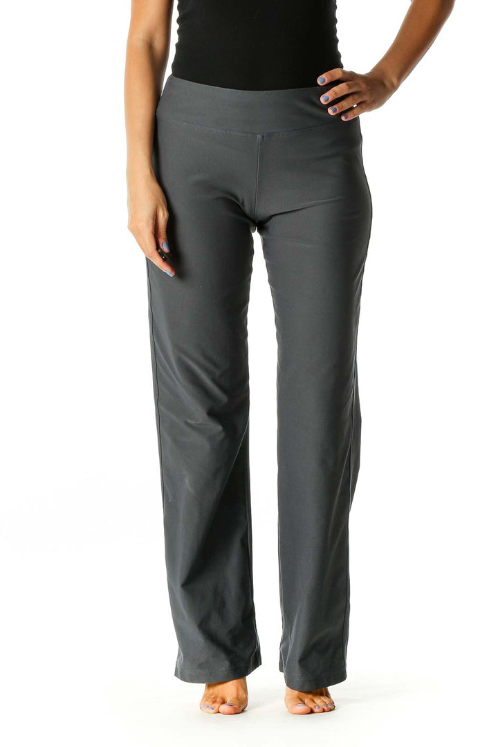 Gray Solid Activewear Pants