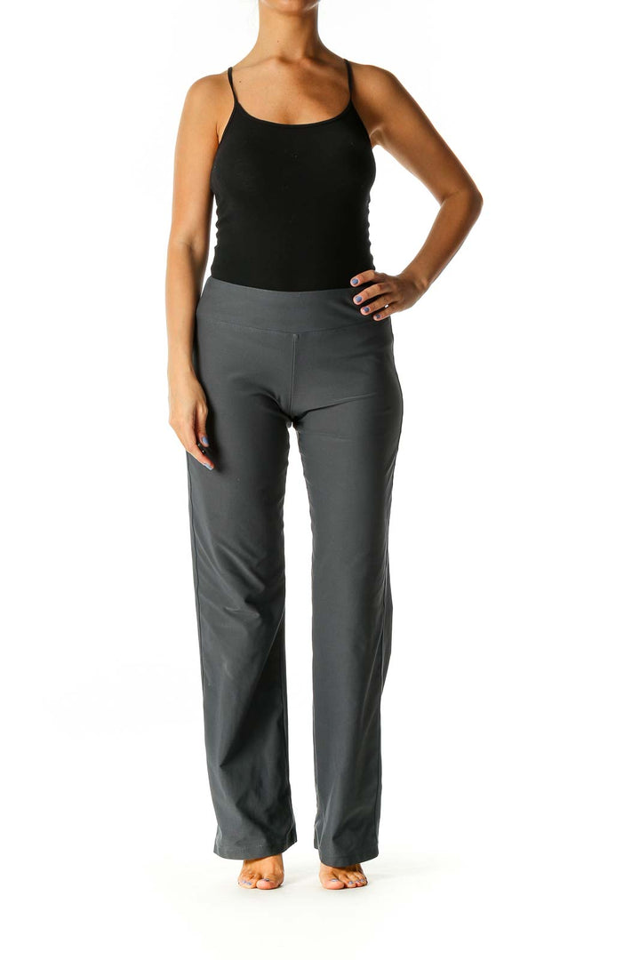 Gray Solid Activewear Pants