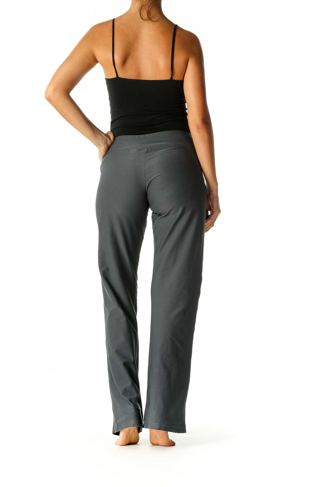 Gray Solid Activewear Pants