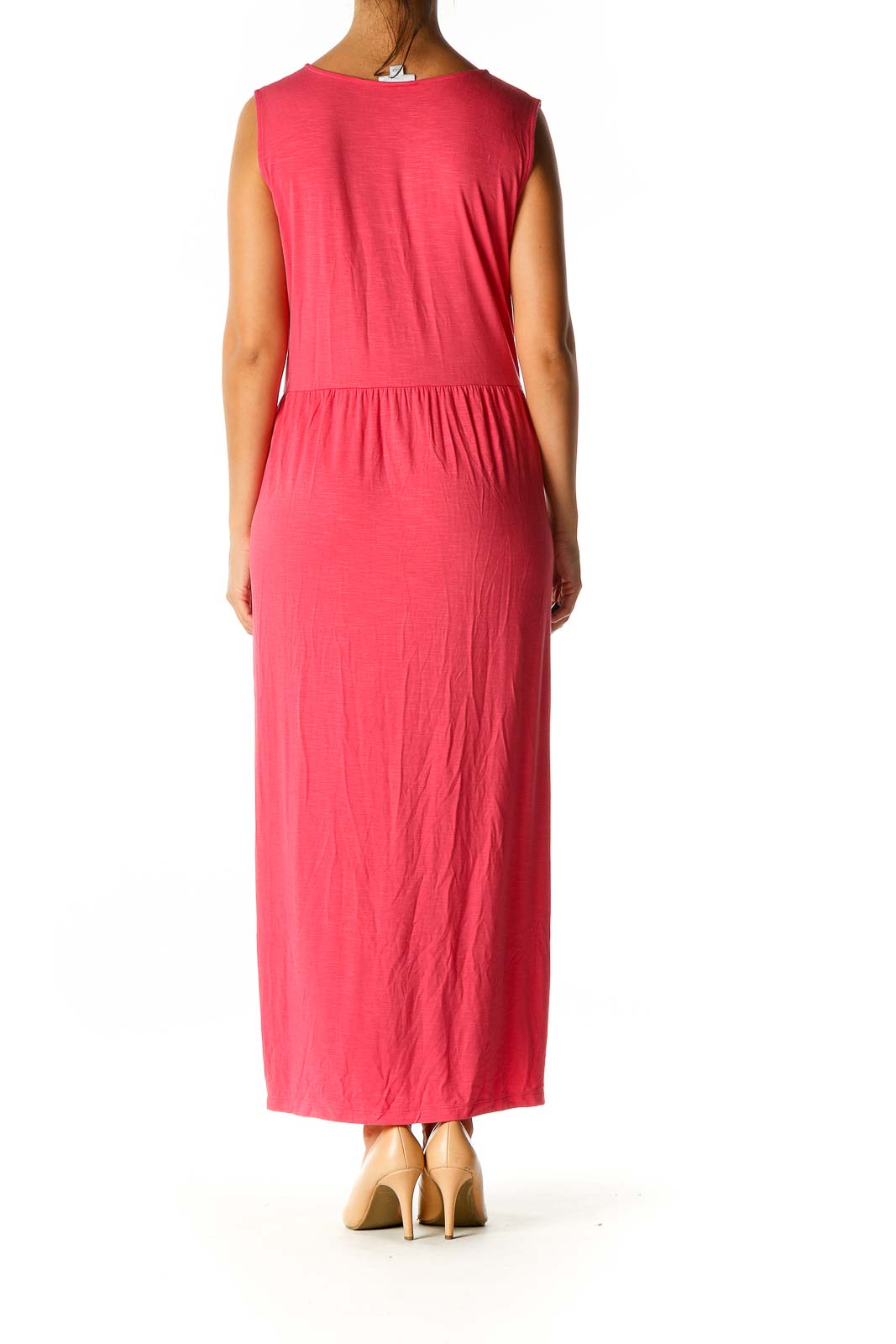 Pink Solid Casual Column Dress