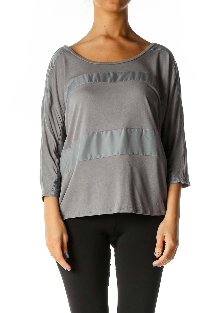 Gray Panel Casual T-Shirt