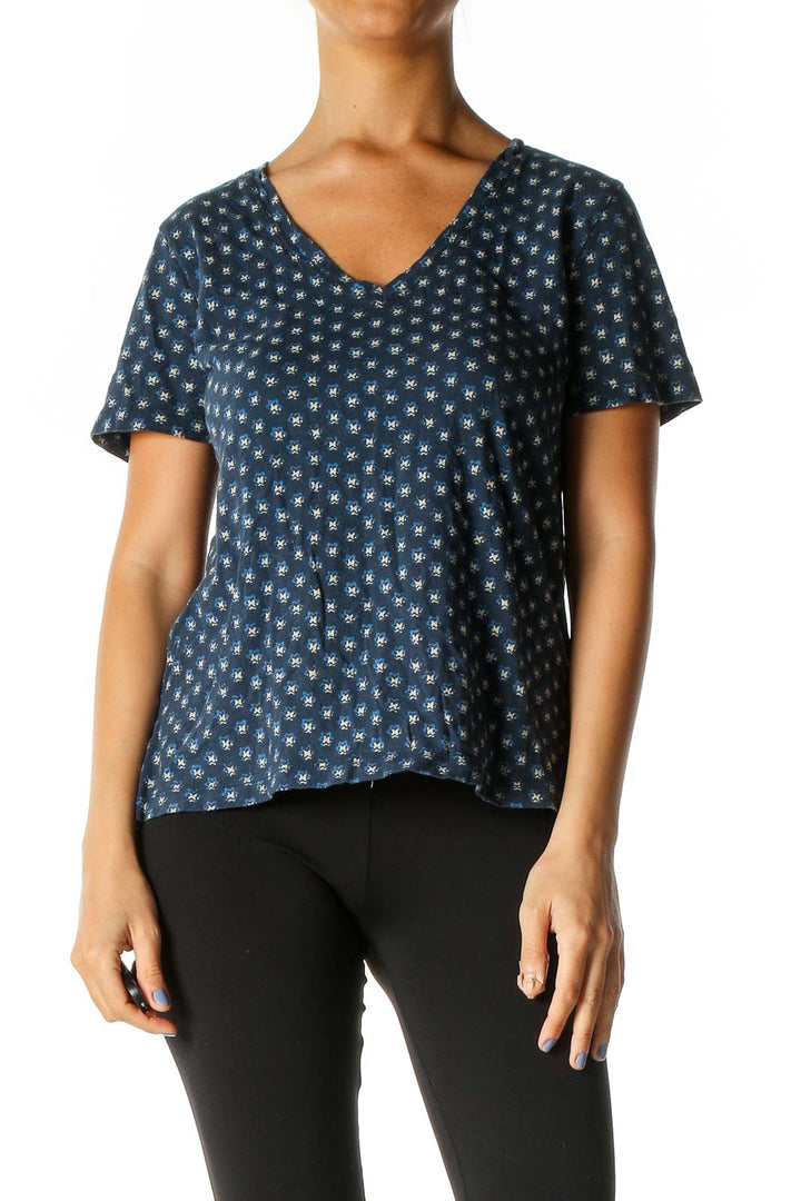 Blue Polka Dot Casual T-Shirt