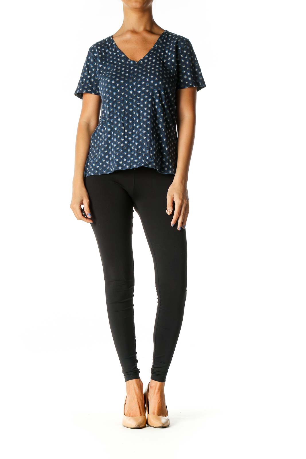 Blue Polka Dot Casual T-Shirt