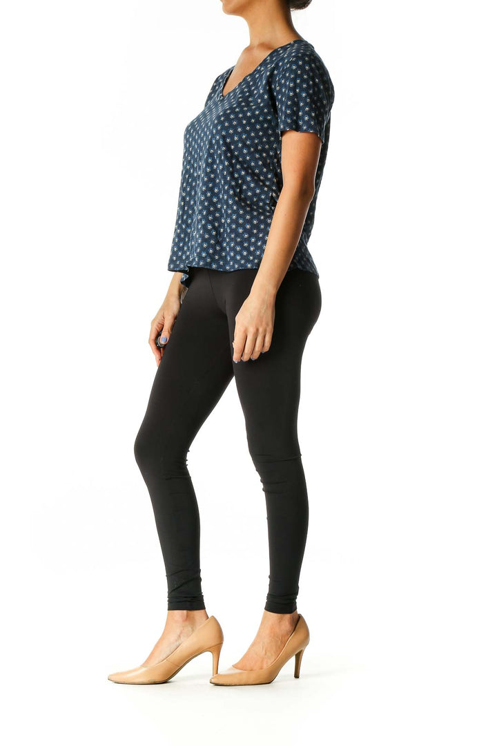 Blue Polka Dot Casual T-Shirt