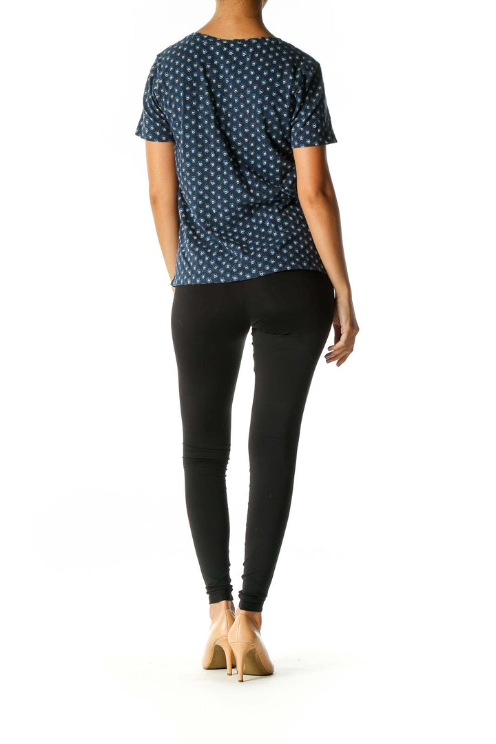 Blue Polka Dot Casual T-Shirt