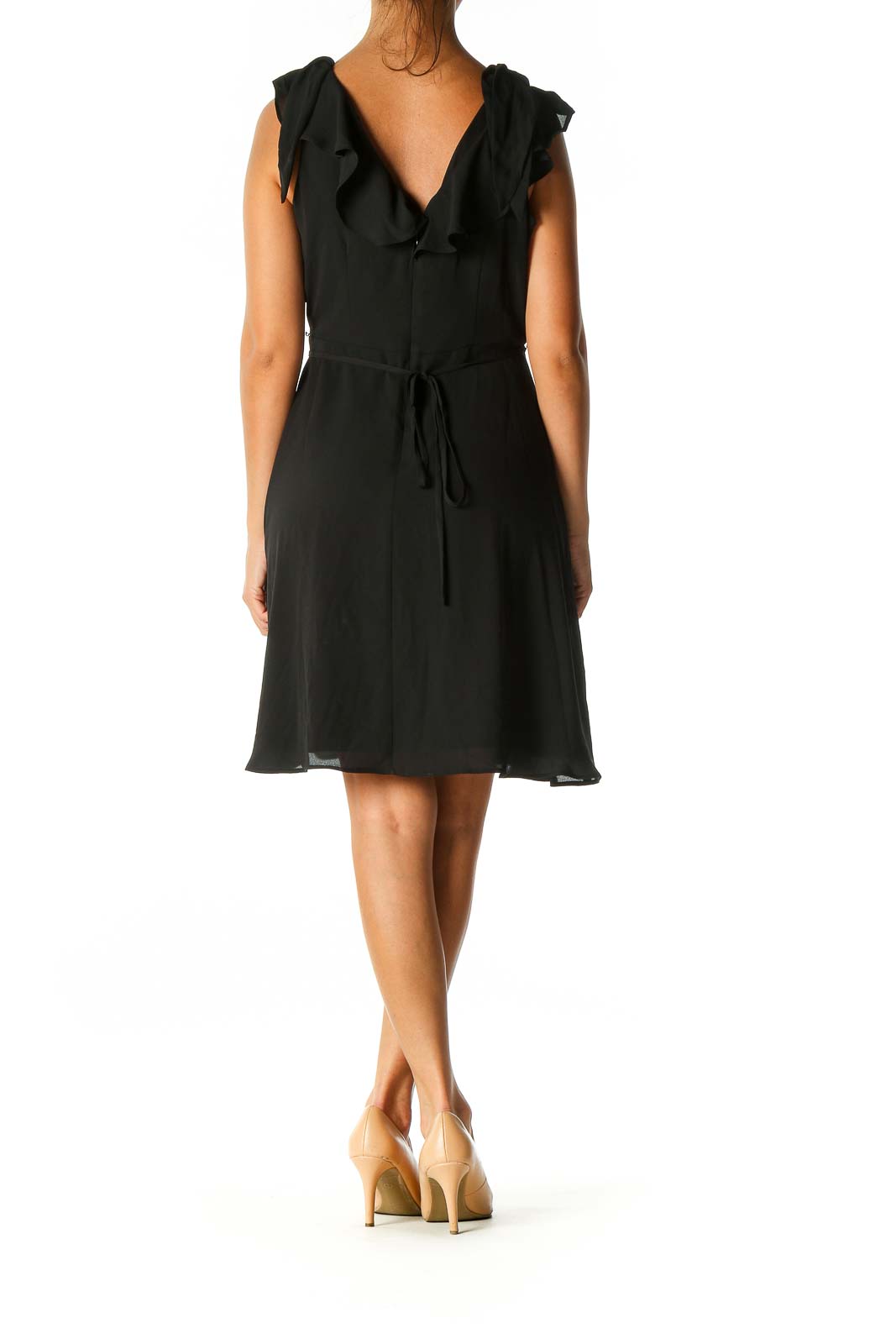 Black Solid Casual Fit & Flare Dress