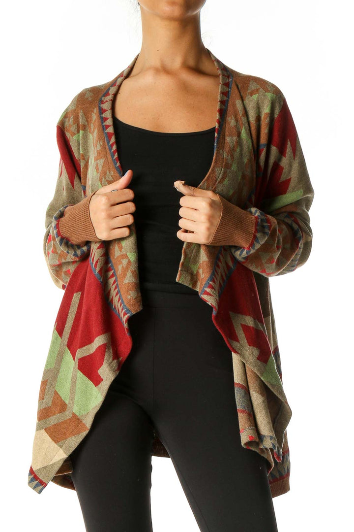 Brown Aztec Print Cardigan