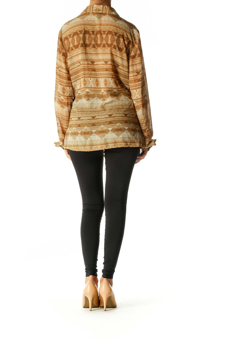 Brown Graphic Print Casual Blouse