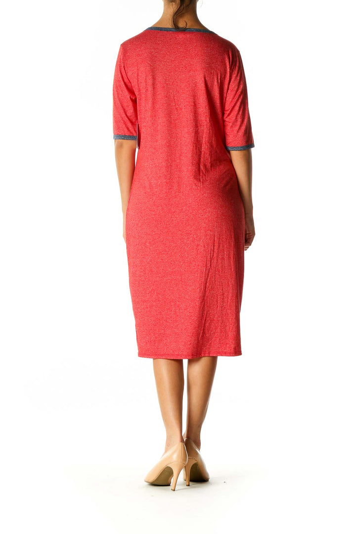 Red Colorblock Casual Shift Dress