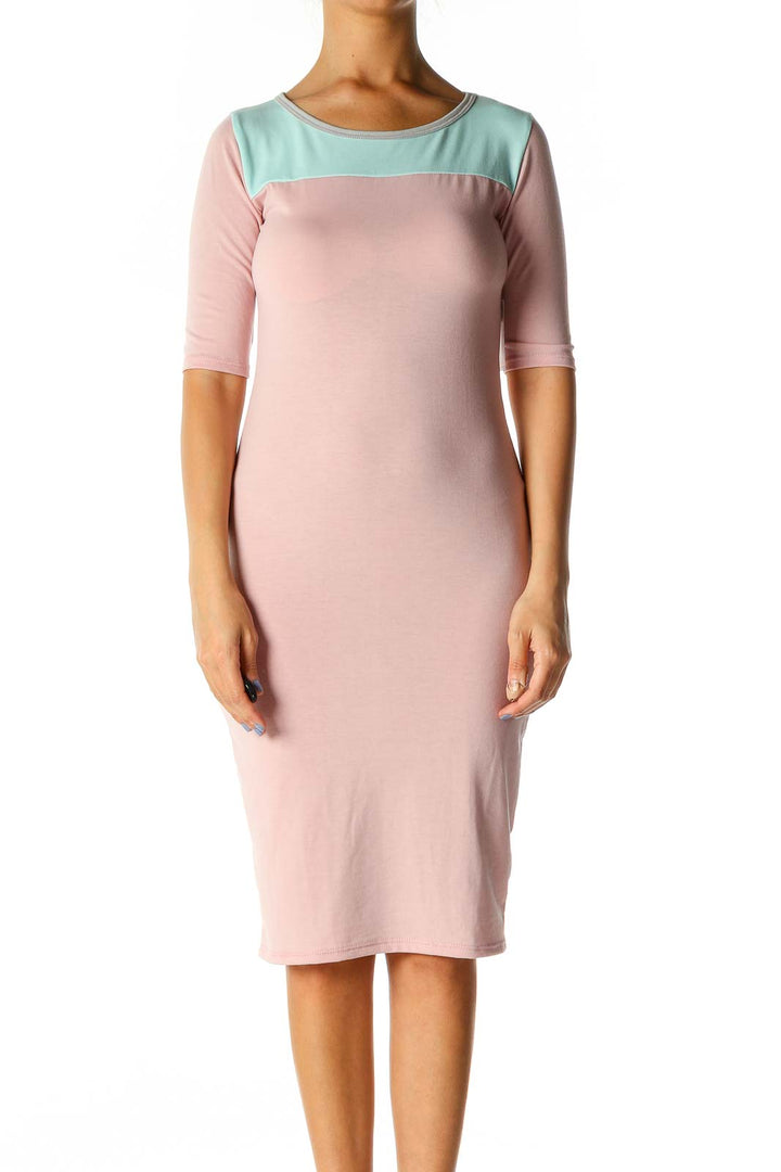 Pink Colorblock Chic Sheath Dress