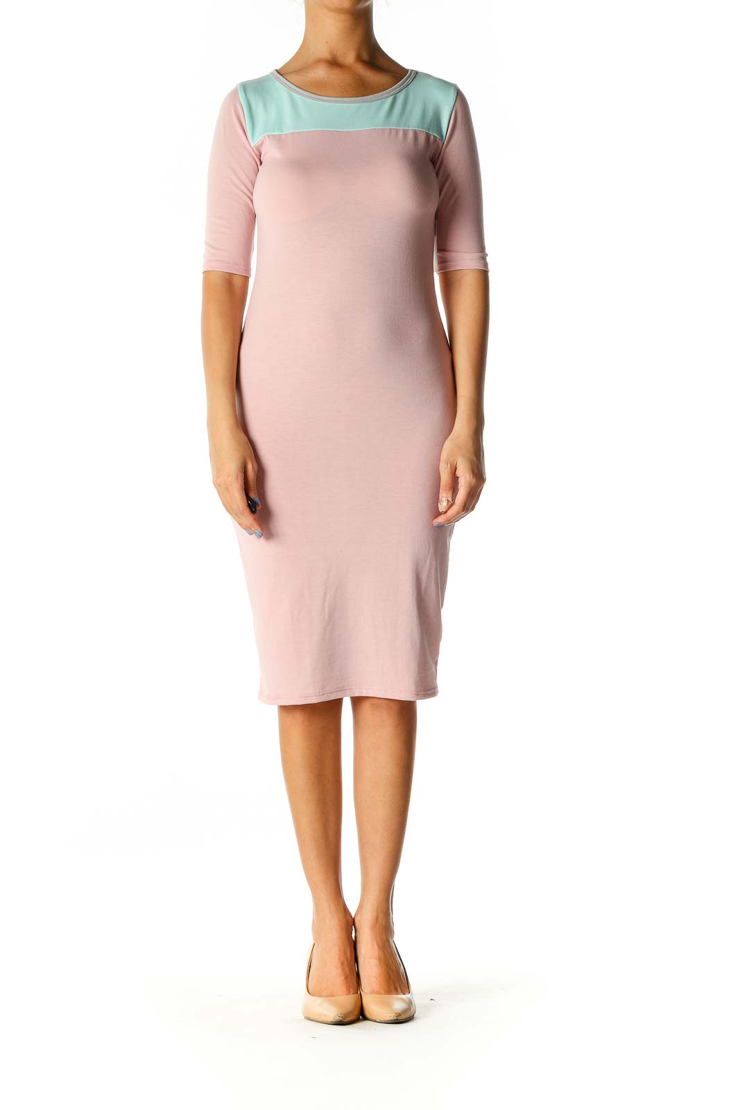 Pink Colorblock Chic Sheath Dress