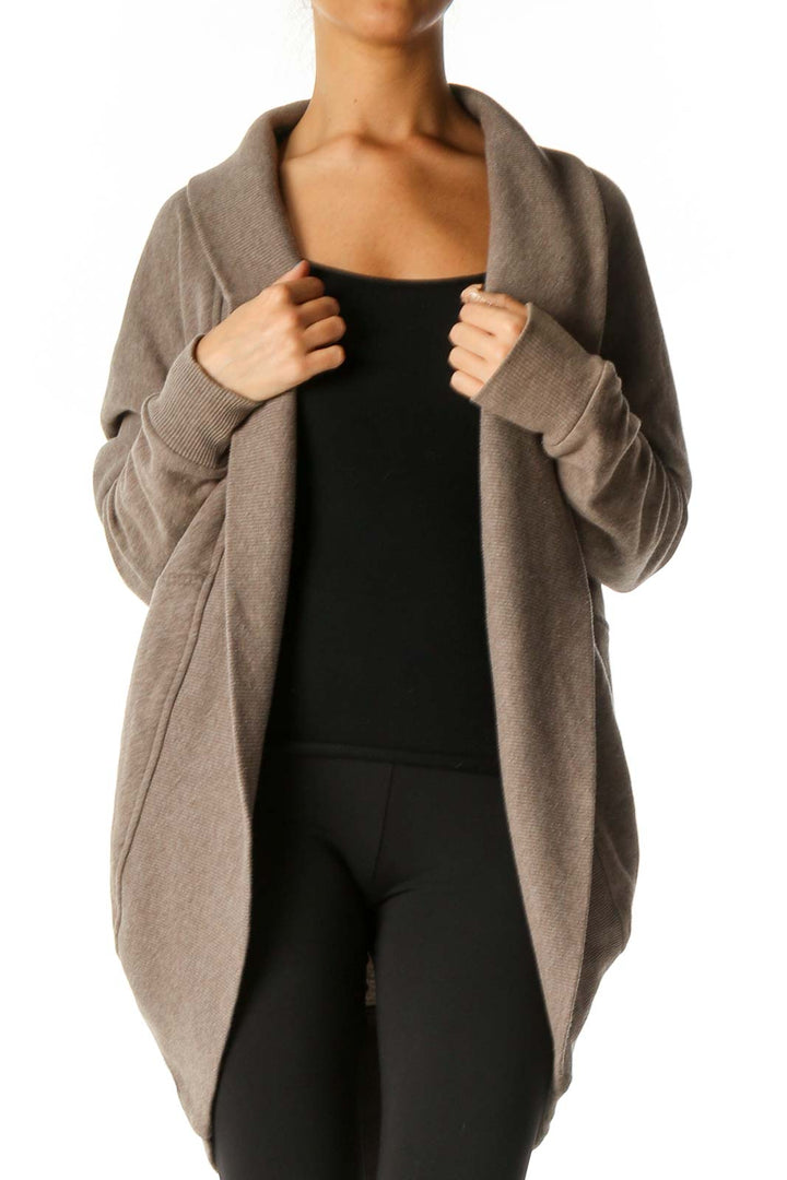 Brown Solid Cardigan