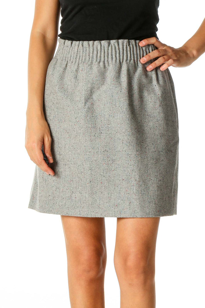 Gray Textured Chic A-Line Skirt