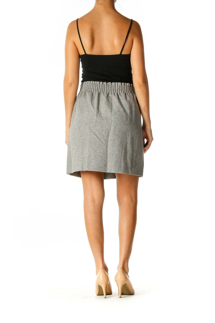 Gray Textured Chic A-Line Skirt