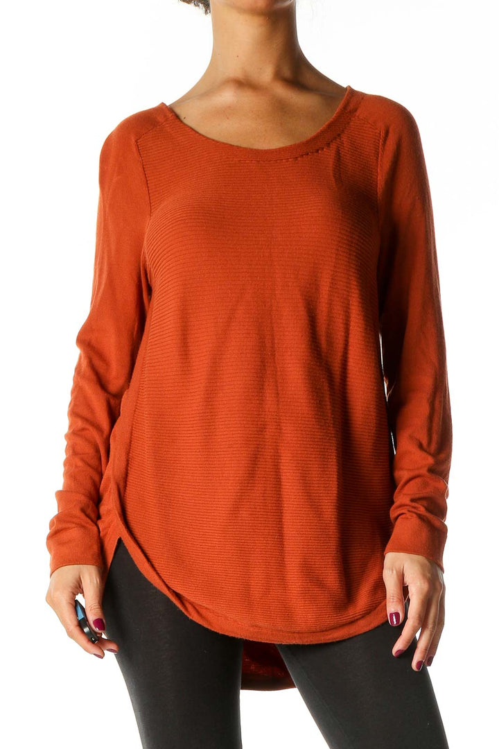 Orange Solid Casual Sweater