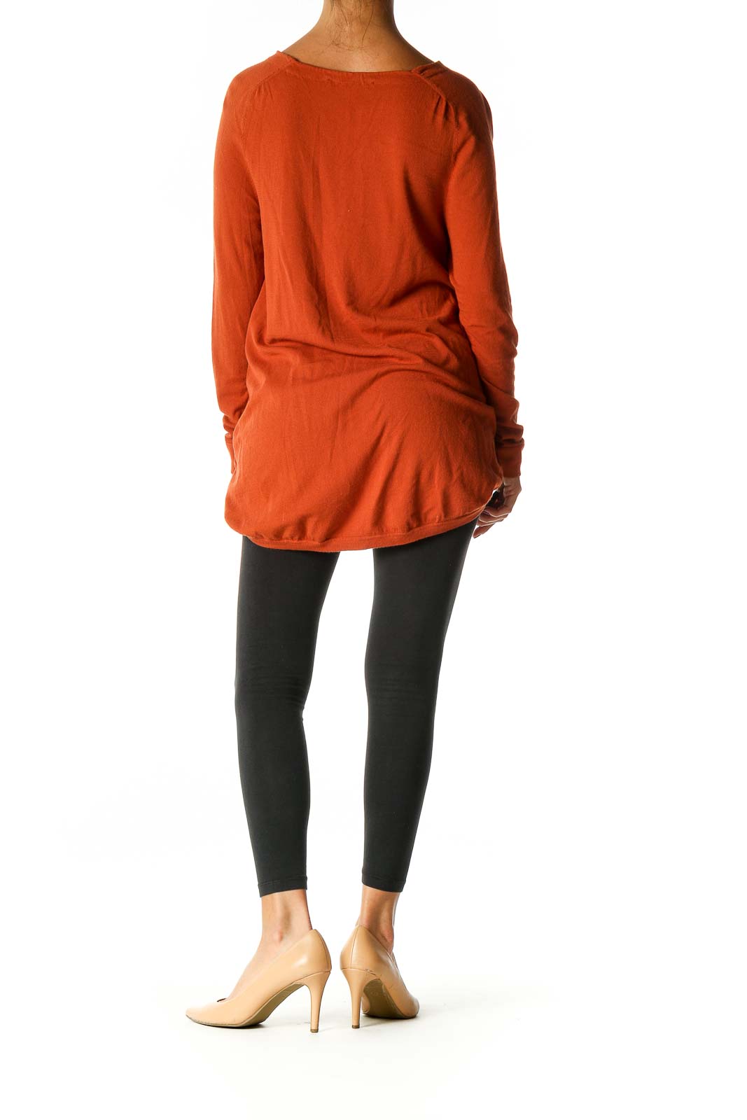 Orange Solid Casual Sweater