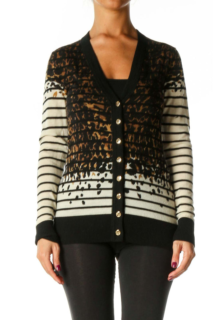 Black Striped Cardigan