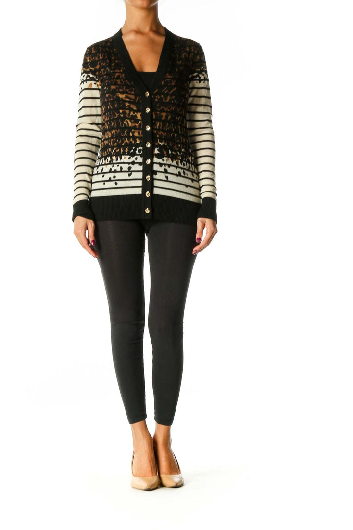 Black Striped Cardigan