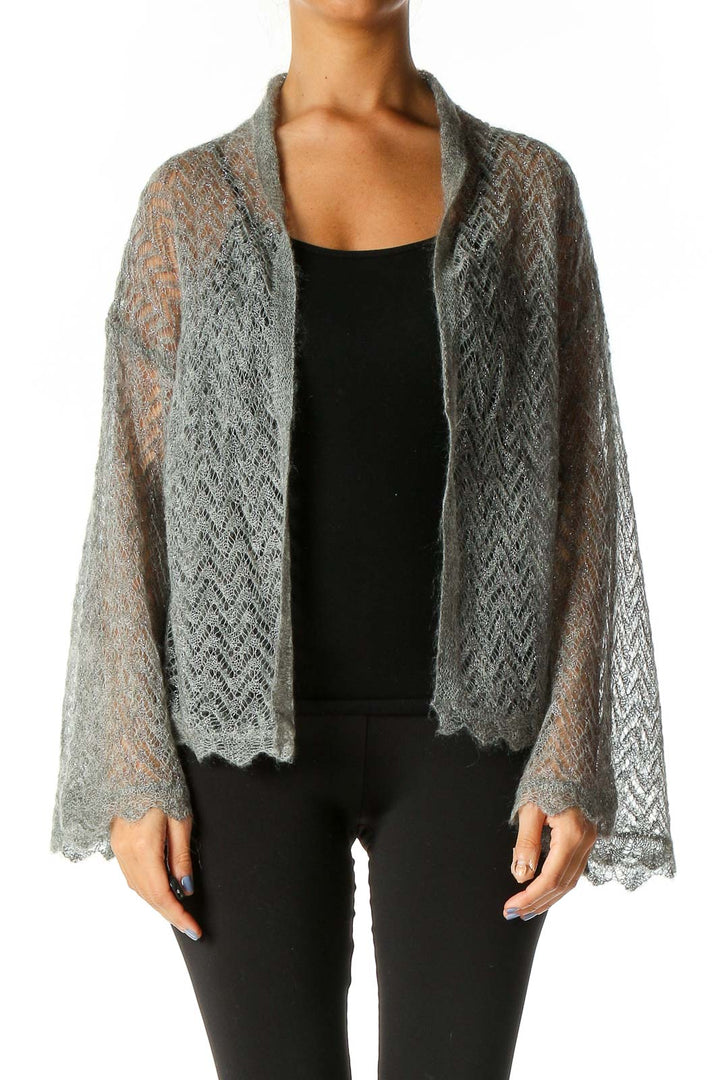 Gray Textured Cardigan