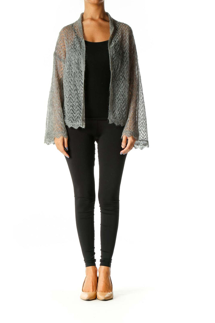 Gray Textured Cardigan