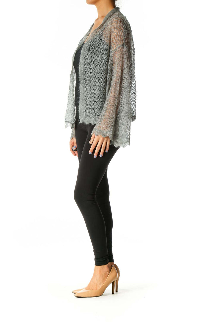 Gray Textured Cardigan