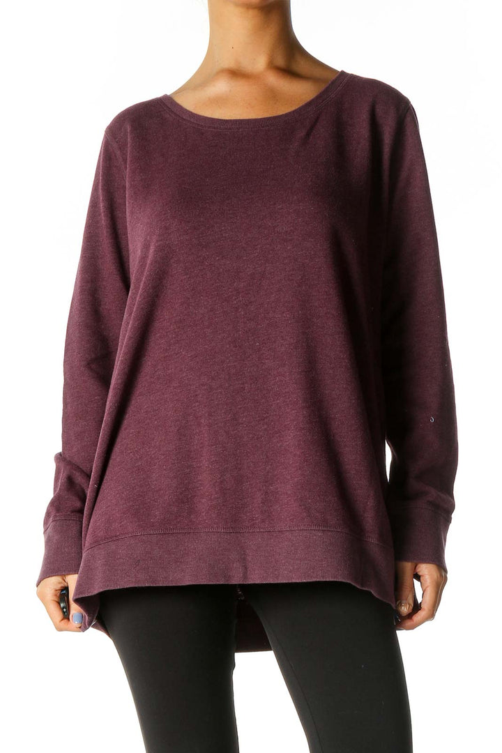 Purple Solid Casual Sweater