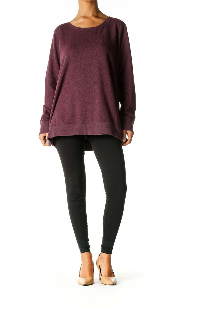 Purple Solid Casual Sweater