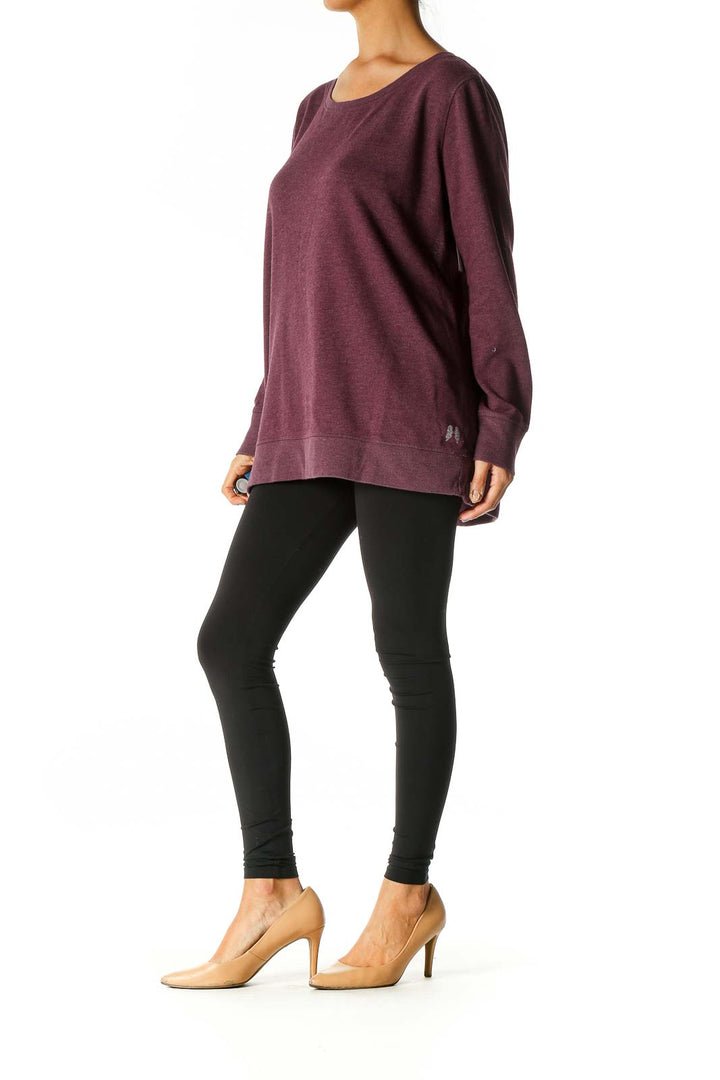 Purple Solid Casual Sweater