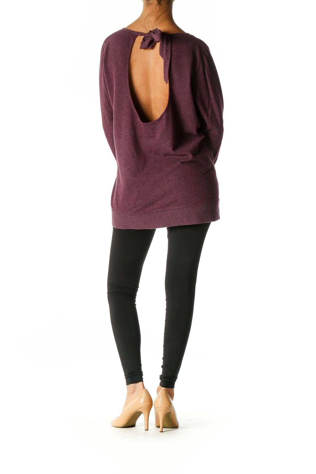 Purple Solid Casual Sweater