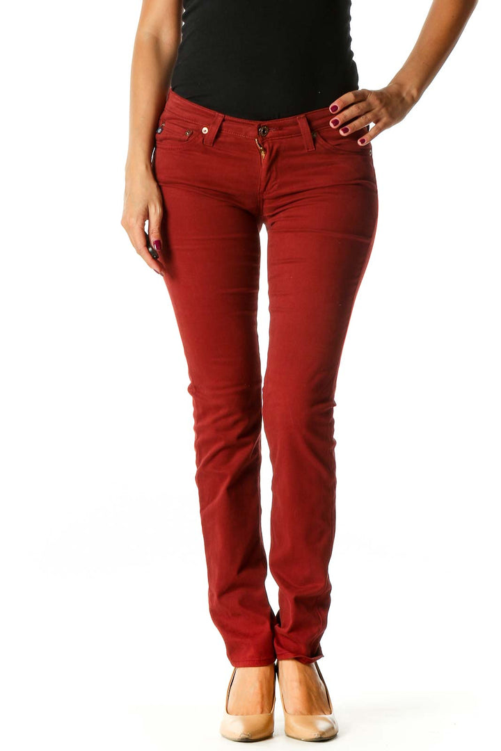 Red Casual Skinny Jeans