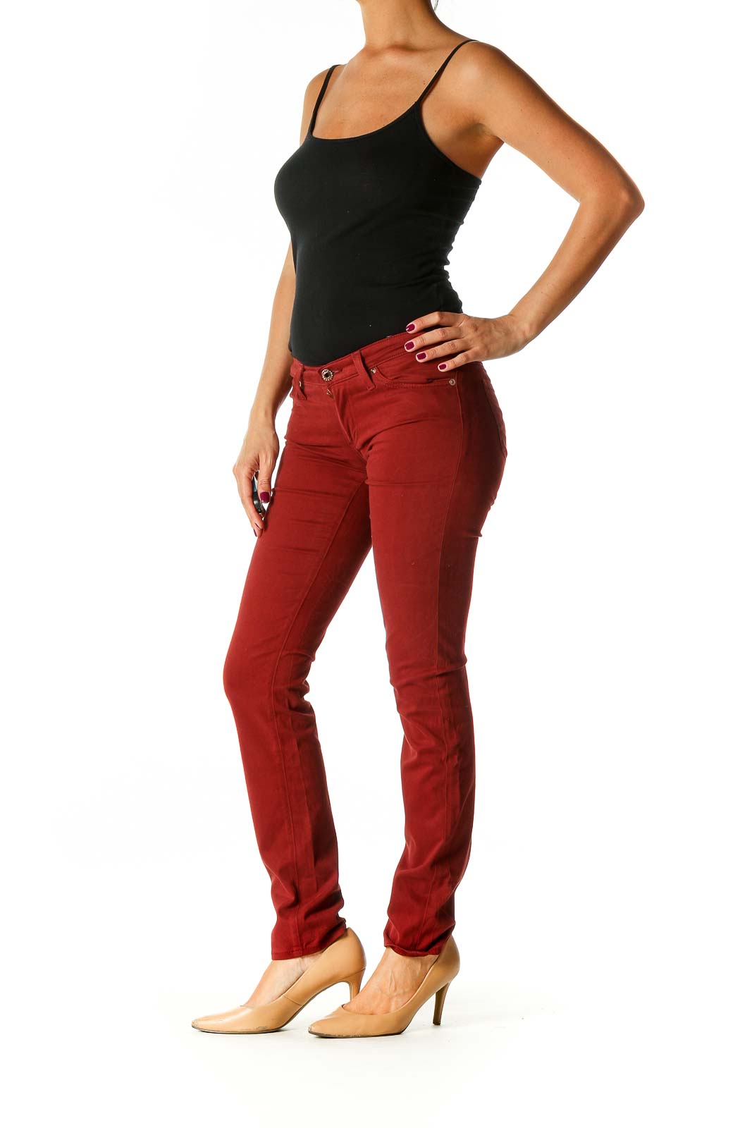 Red Casual Skinny Jeans