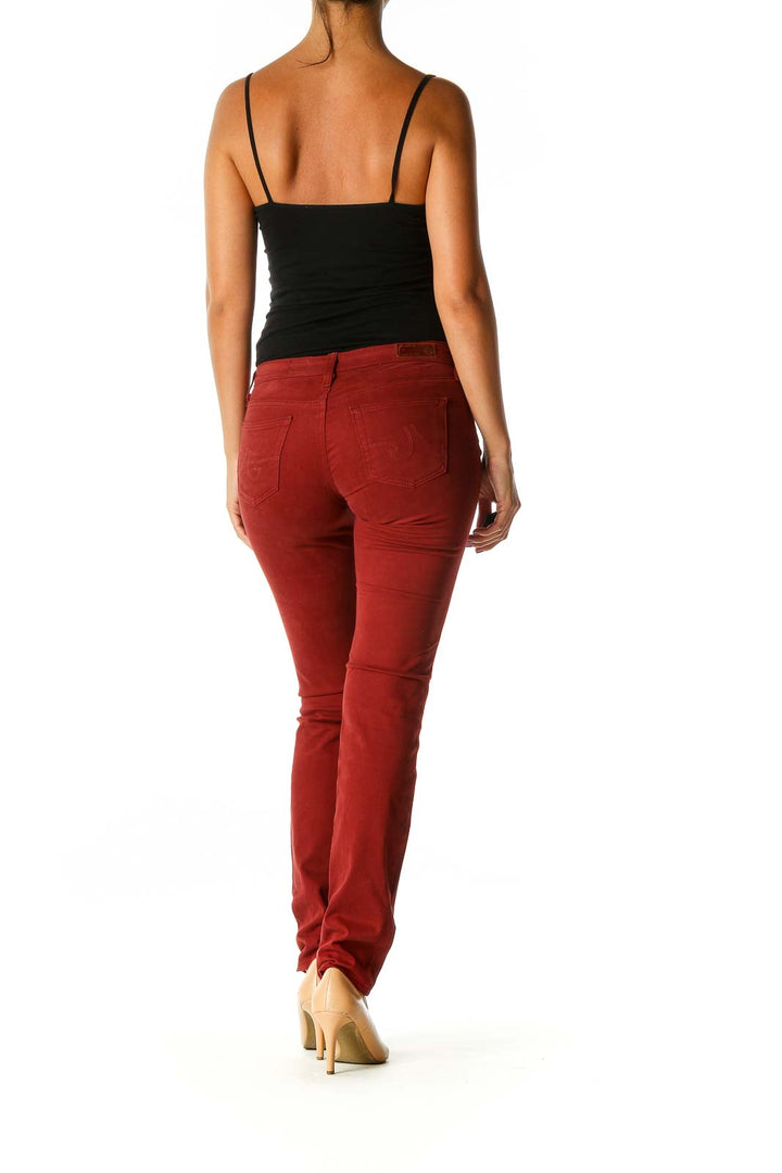 Red Casual Skinny Jeans