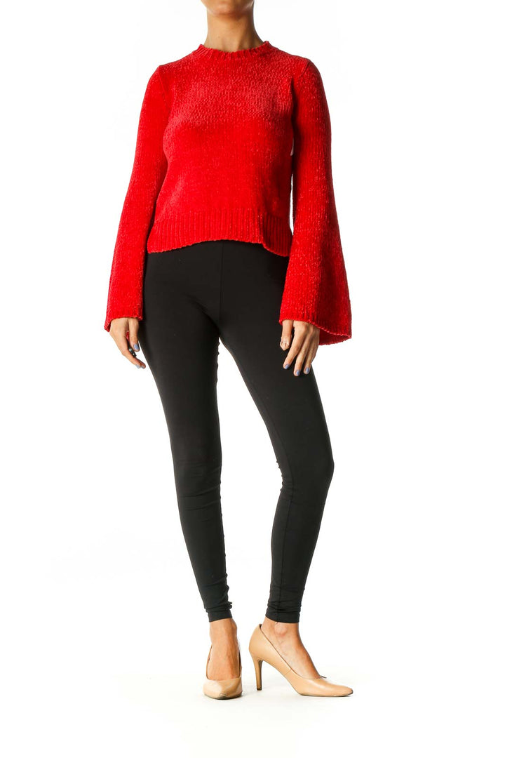 Red Textured Retro Sweater