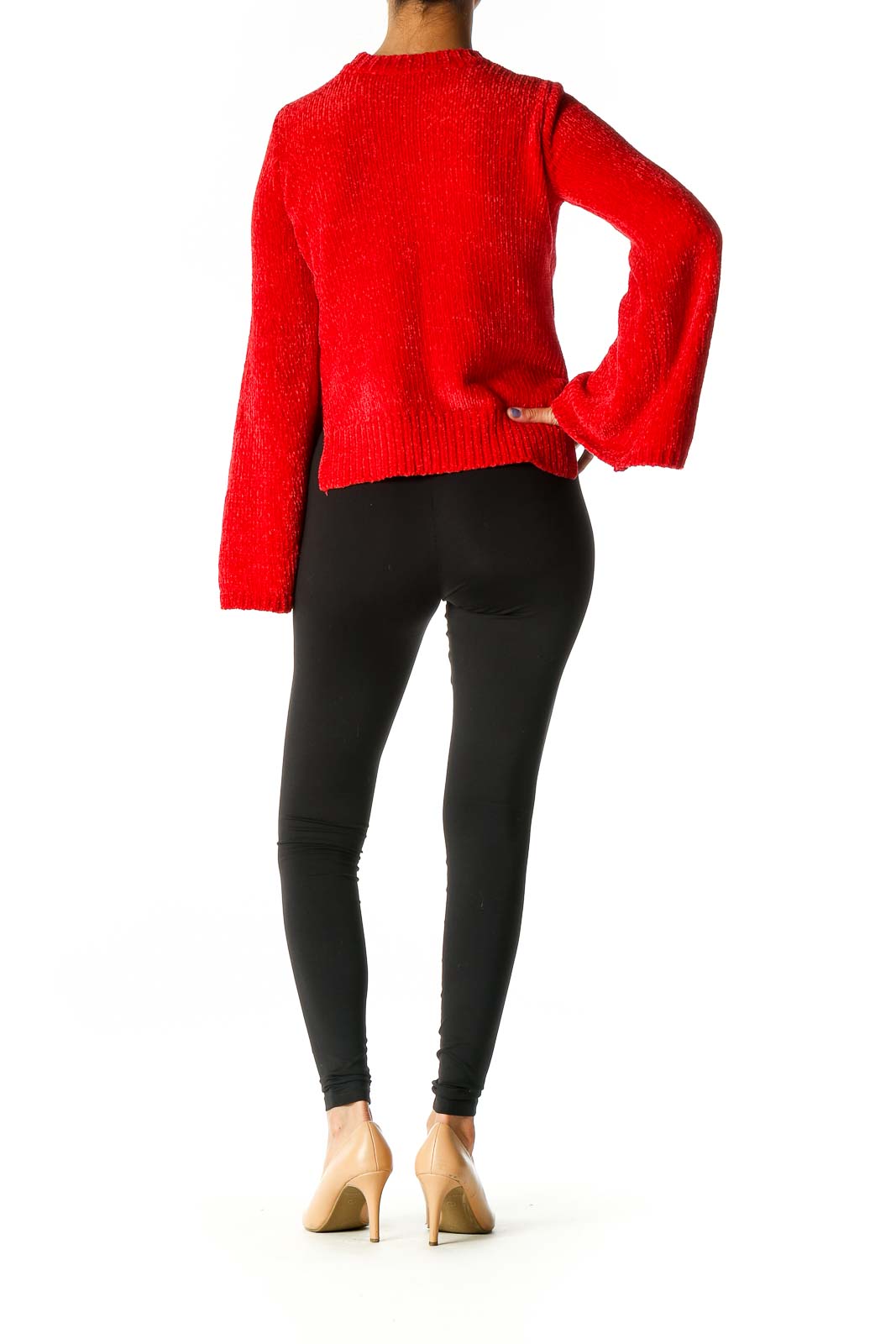 Red Textured Retro Sweater