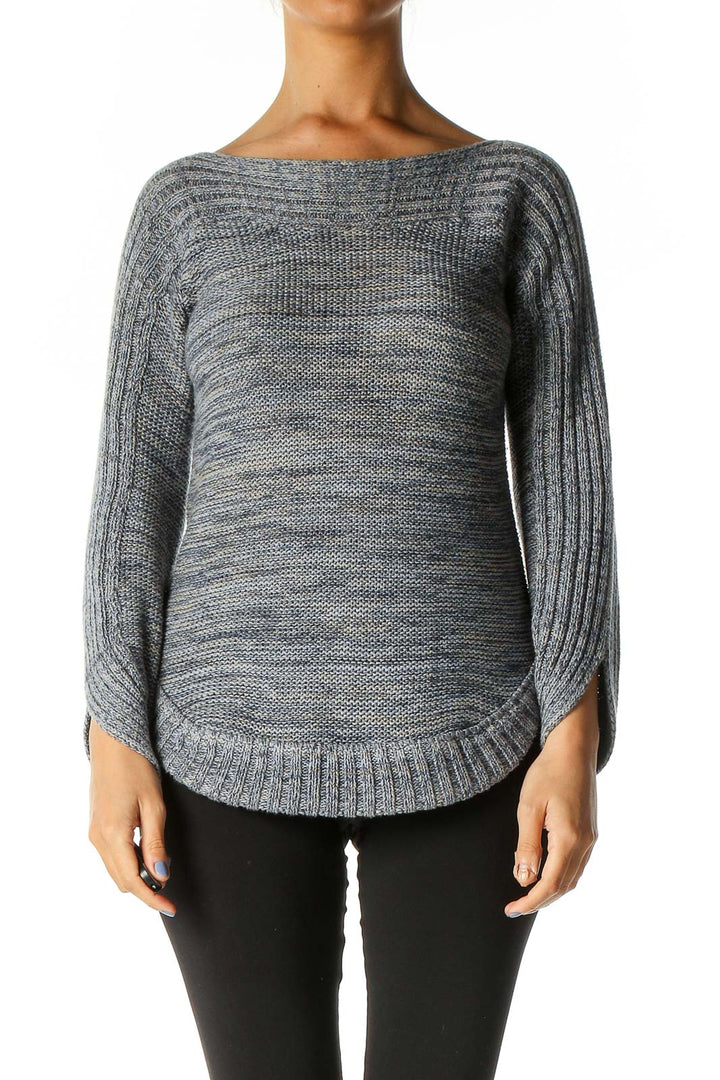 Blue Textured All Day Wear Sweater