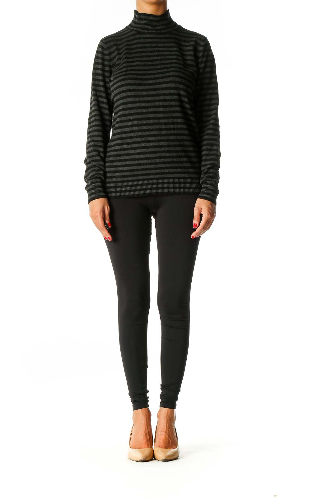 Black Striped Casual Sweater