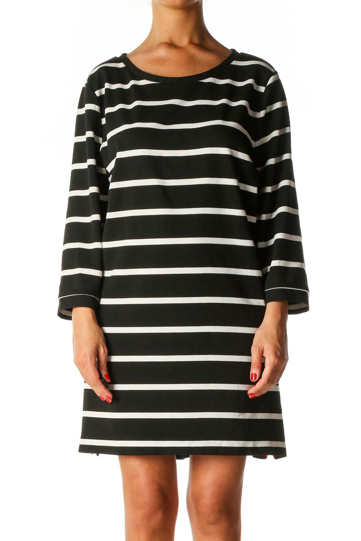 Black Striped Casual Shift Dress