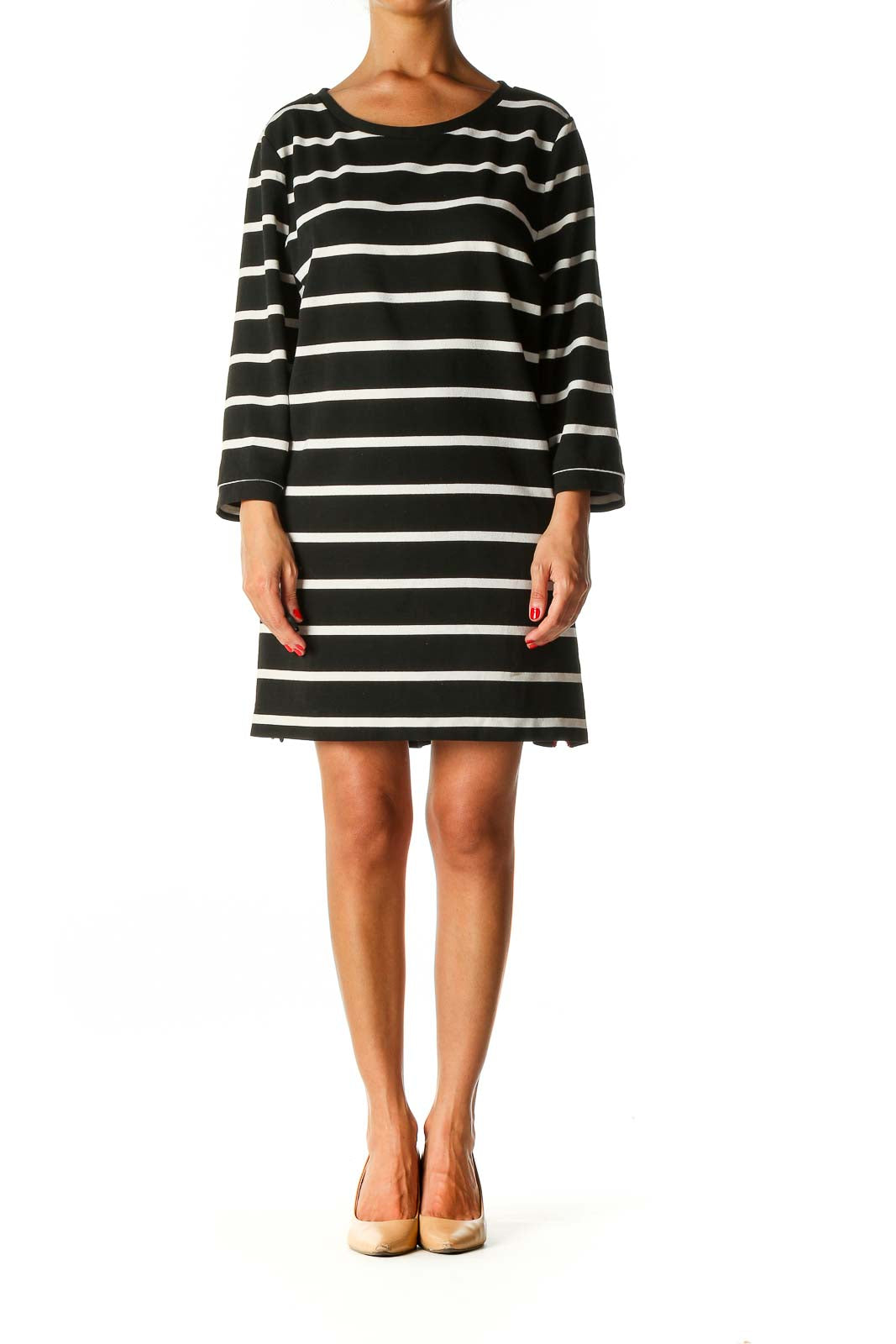 Black Striped Casual Shift Dress