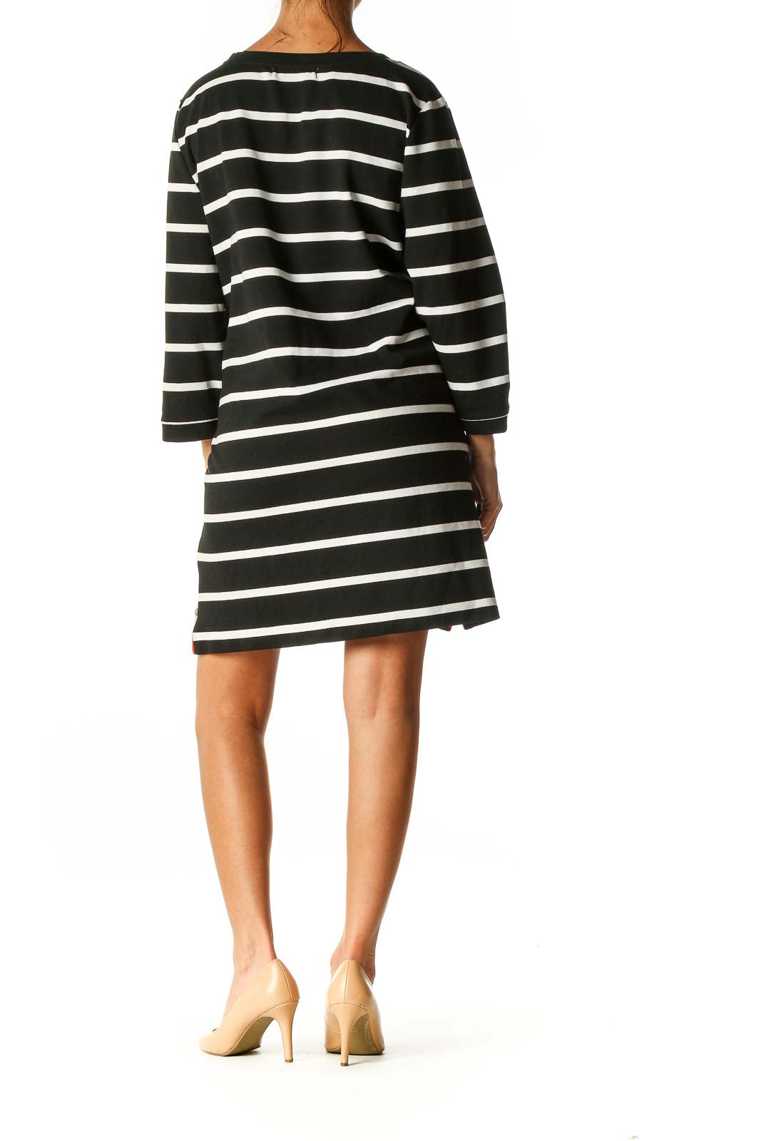 Black Striped Casual Shift Dress