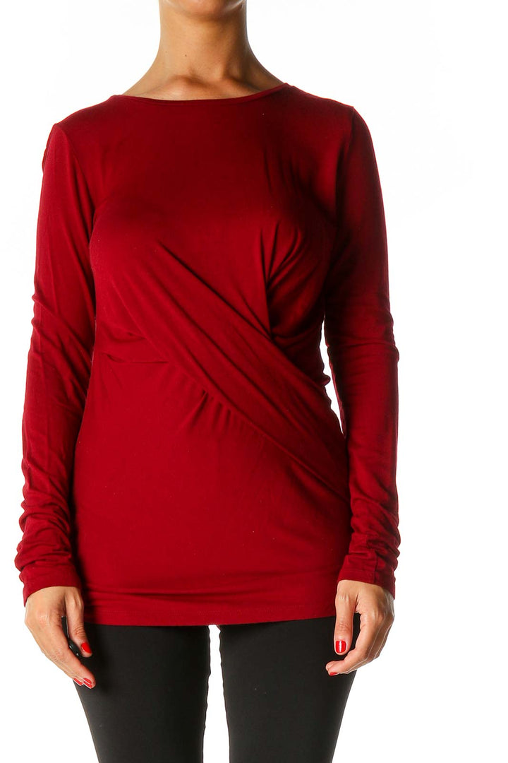 Red Solid Casual Blouse