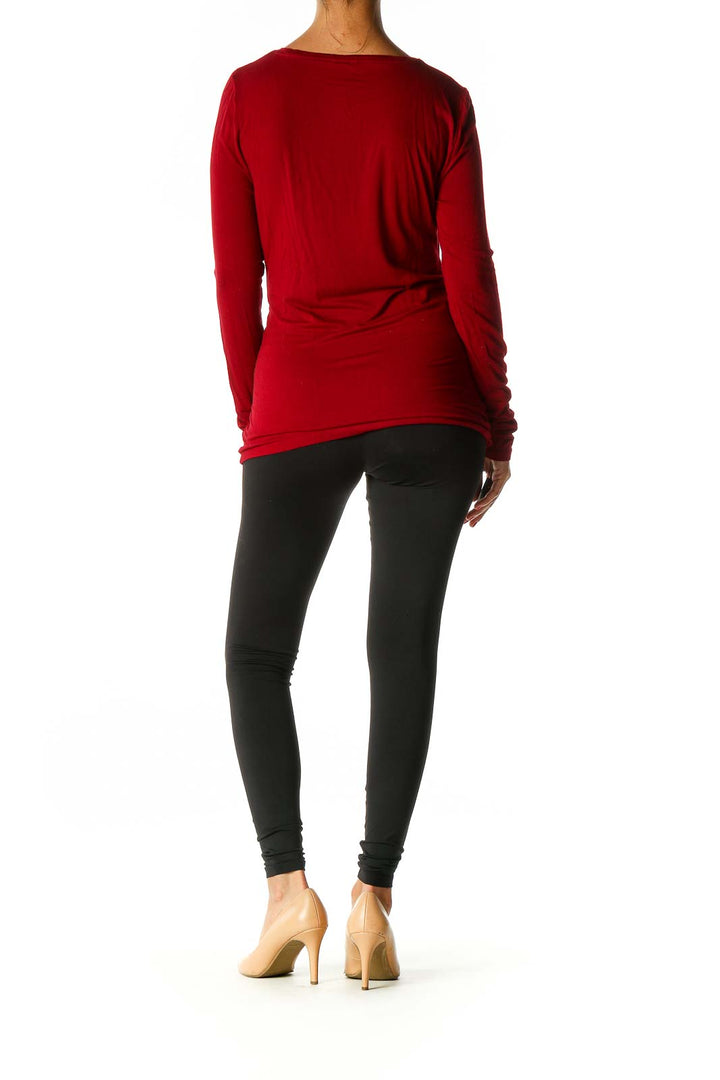 Red Solid Casual Blouse