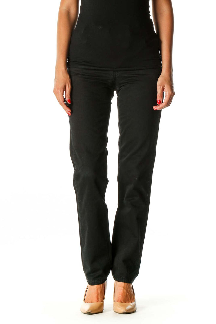 Black Solid Classic Trousers