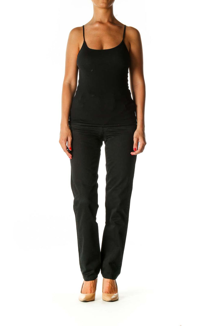 Black Solid Classic Trousers