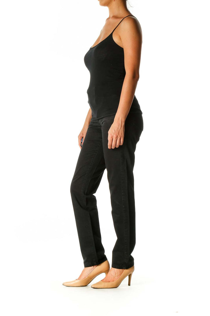 Black Solid Classic Trousers