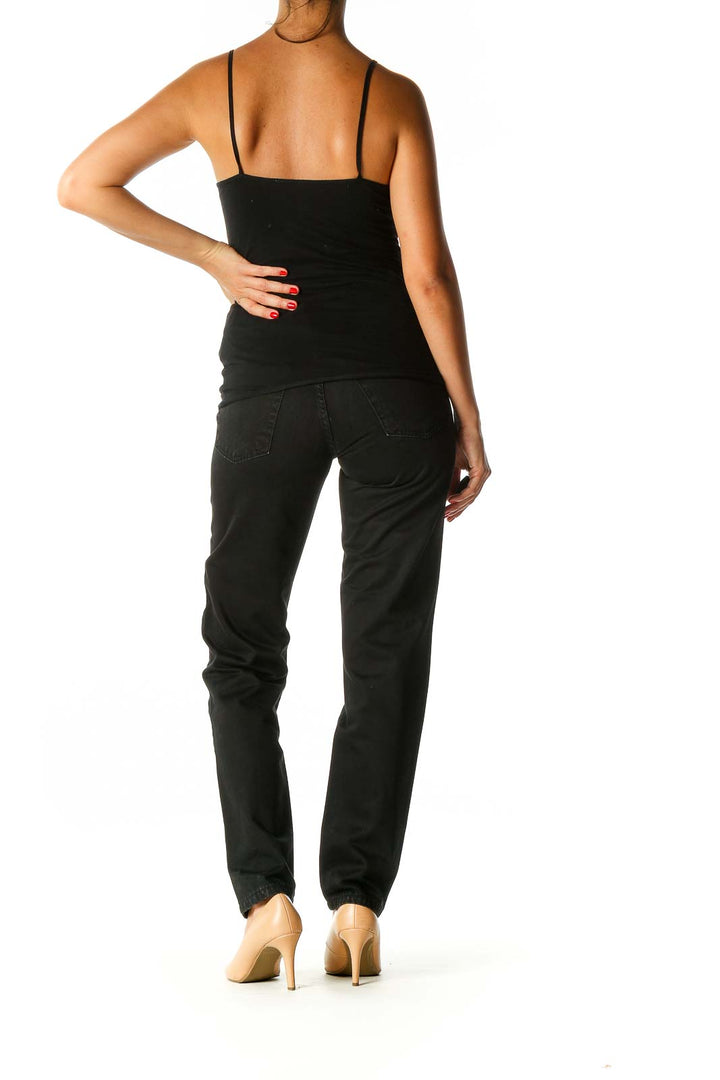 Black Solid Classic Trousers