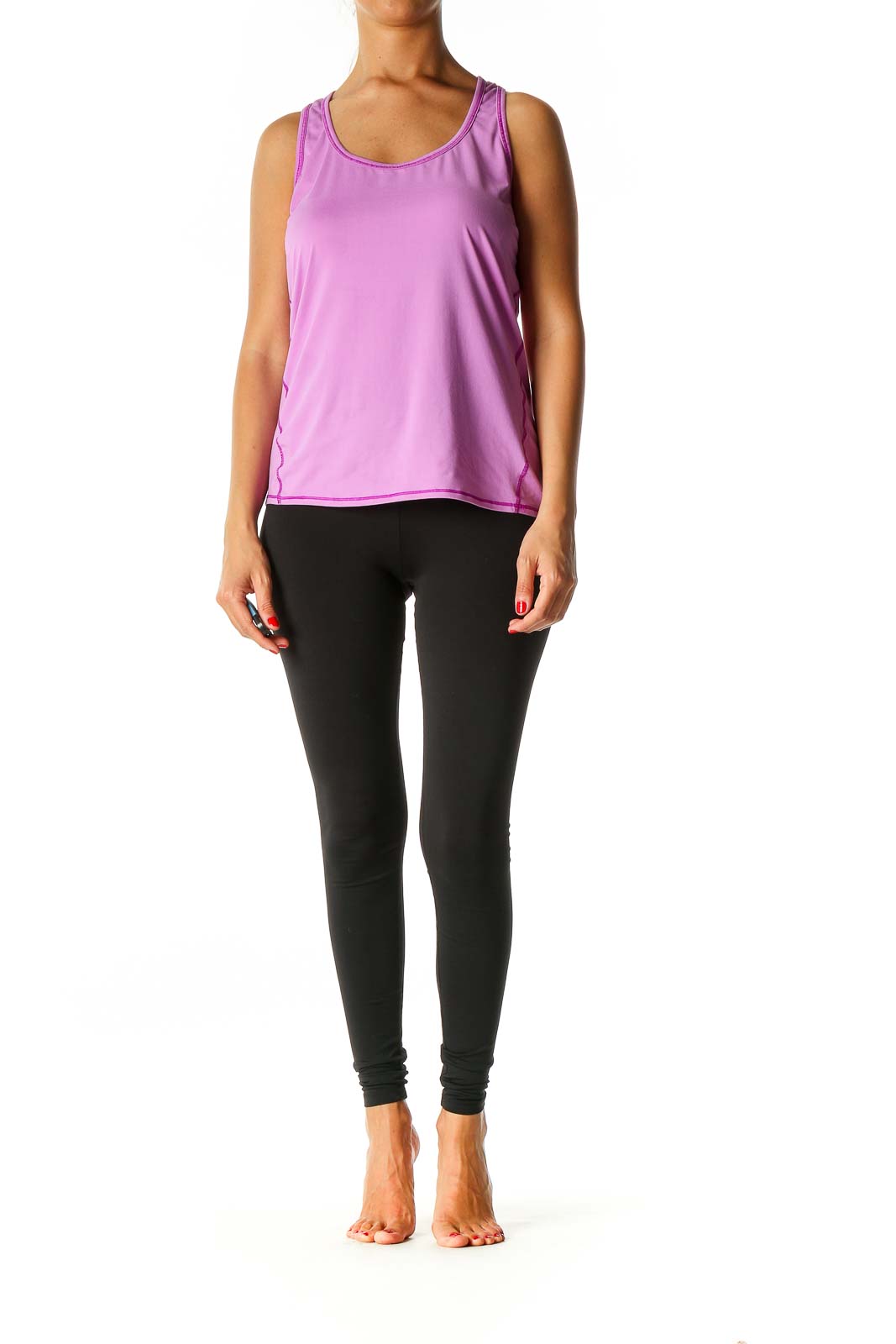 Pink Solid Activewear Tank Top