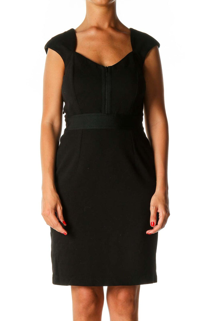 Black Solid Work Sheath Dress