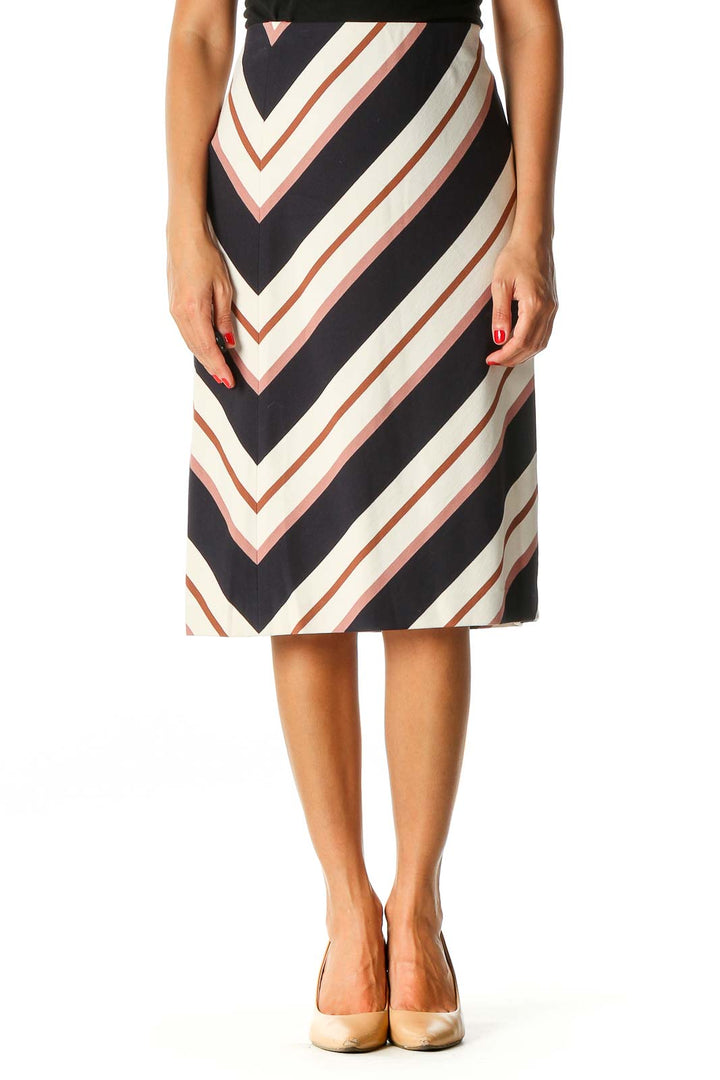 White Chevron Retro Straight Skirt